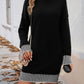 Striped Mock Neck Long Sleeve Sweater Dress