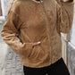 Pocketed Zip Up Collared Neck Long Sleeve Jacket