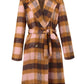 Tied Plaid Collared Neck Coat