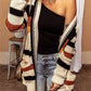 Striped Open Front Longline Cardigan