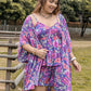 Plus Size Printed Cami, Open Front Cover Up and Shorts Set