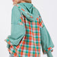 Plaid Print Washed Hoodie