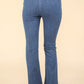 Washed Denim Stretchy Crossover Waist Leggings