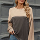 Contrast Round Neck Long Sleeve T-Shirt