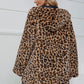 Fuzzy Leopard Hooded Long Sleeve Jacket