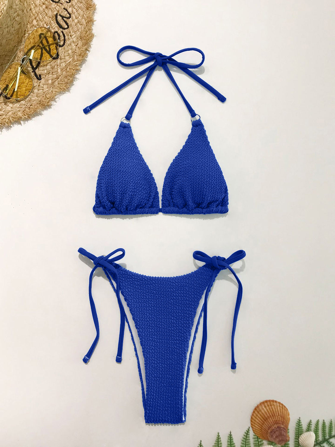Textured Halter Neck Two-Piece Bikini Set