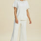 Pearl Detail Round Neck Top and Pants Set