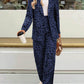 Leopard Lapel Collar Long Sleeve Blazer and Pants Set