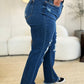 Judy Blue Mid Rise Distressed Raw Hem Jeans