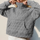 Half Zip Long Sleeve Quilted Sweatshirt with Pocket