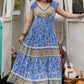 Plus Size Smocked Printed Cap Sleeve Dress