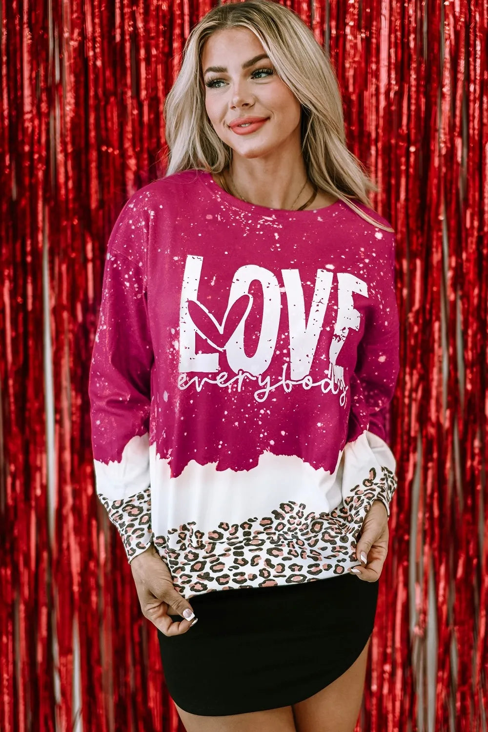 LOVE EVERYBODY Leopard Round Neck Sweatshirt