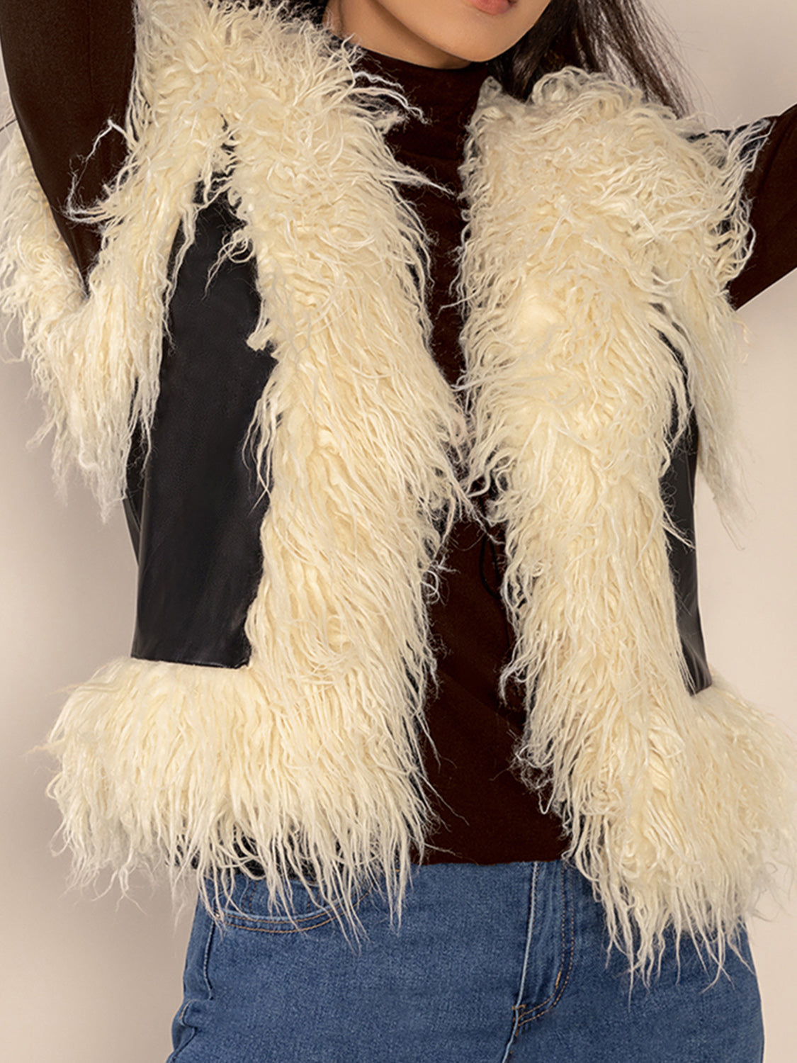 Tied Fringe Contrast Vest