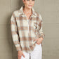 Plaid Half-Zip Collared Curved Hem Sweatshirt