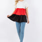 Color Block Ruffled Short Sleeve Top