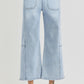 RISEN High Rise Seamed Detail Wide Leg Crop Jeans