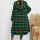 Plaid Long Sleeve Hooded Coat with Pockets