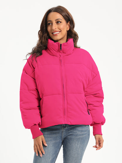 Zip Up Turtleneck Long Sleeve Puffer Jacket