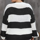 Plus Size Striped Round Neck Long Sleeve Sweater