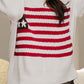 US Flag Round Neck Long Sleeve Knit Top