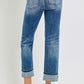 RISEN High Rise Crop Straight Roll Up Jeans