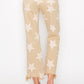 RISEN High Rise Star Printed Frayed Hem Jeans