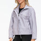 Drawstring Hem PU Leather Zip Up Jacket