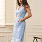 Distressed Raw Hem V-Neck Sleeveless Denim Dress