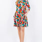 Floral Three-Quarter Sleeve Dress with Pockets