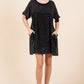 Short Sleeve Babydoll Texture Dress with Pockets