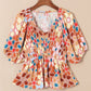 Smocked Printed V-Neck Half Sleeve Blouse