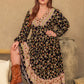 Plus Size Floral V-Neck Balloon Sleeve Dress