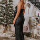 Bow Sequin Wide Leg Jumpsuit