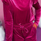 Velvet Round Neck Long Sleeve Top and Drawstring Pants Lounge Set