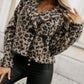 Fuzzy Animal Print Collared Neck Coat