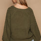 POL Cable Knit Cutout Long Sleeve Sweater