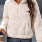 Heart Half Zip Long Sleeve Teddy Sweatshirt