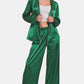 Satin Long Sleeve Shirt and Pants Pajama Set