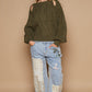 POL Cable Knit Cutout Long Sleeve Sweater