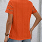 Full Size Eyelet Round Neck Short Sleeve Top