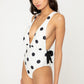 Polka Dot Tied Plunge One-Piece Swimsuit