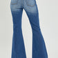 RISEN High Rise Front Slit Frayed Hem Flare Jeans