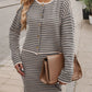 Striped Long Sleeve Top and Skirt Set