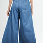 Drawstring Elastic Waist Wide Leg Jeans