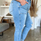 Judy Blue Distressed Straight Jeans with Patch Pockets