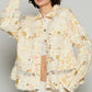 Raw Hem Lace Patch Flounce Sleeve Jacket