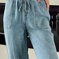 Drawstring High Waist Jeans with Pockets