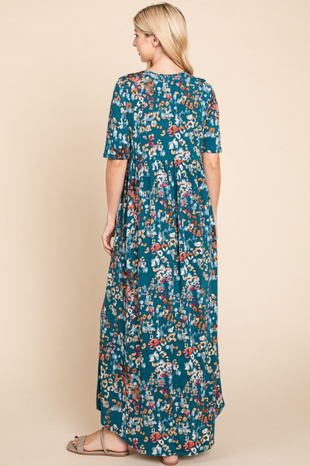 Printed Shirred Maxi Dress