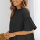 Puff Sleeve Curved Hem Blouse