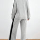 Contrast Collared Neck Long Sleeve Top and Pants Set